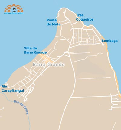 mapa das praias de barra grande marau